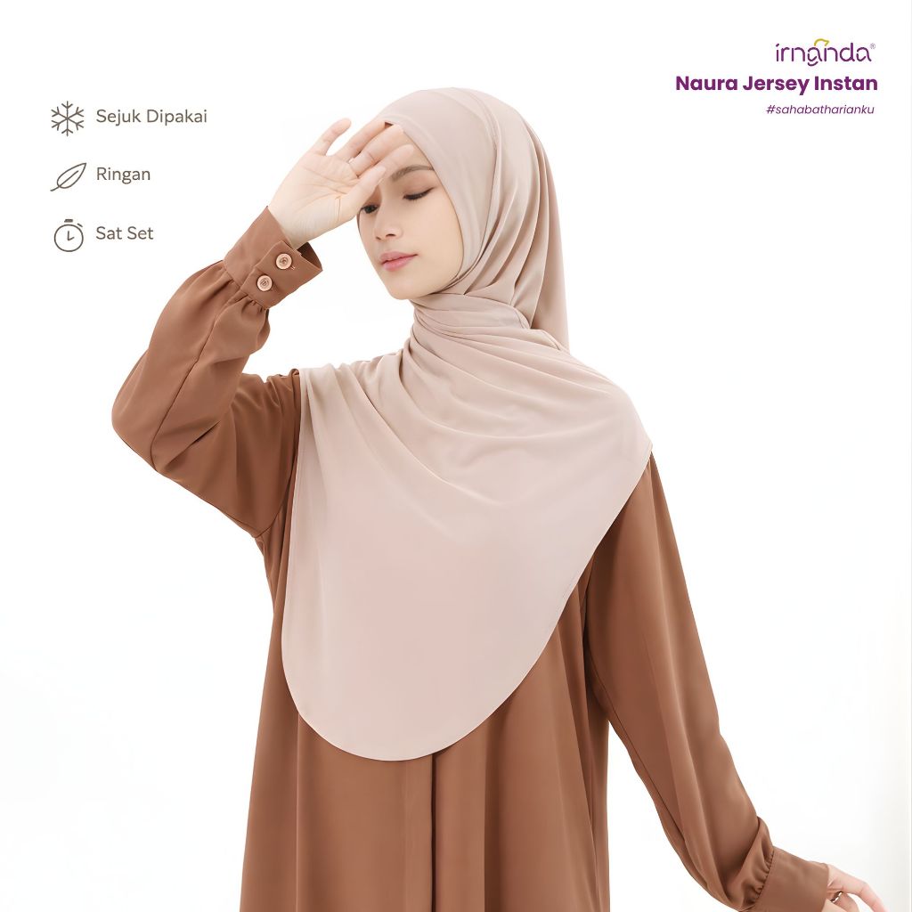 Irnanda Hijab - Naura Bergo Instant Malay Jersey Premium Anti tembem