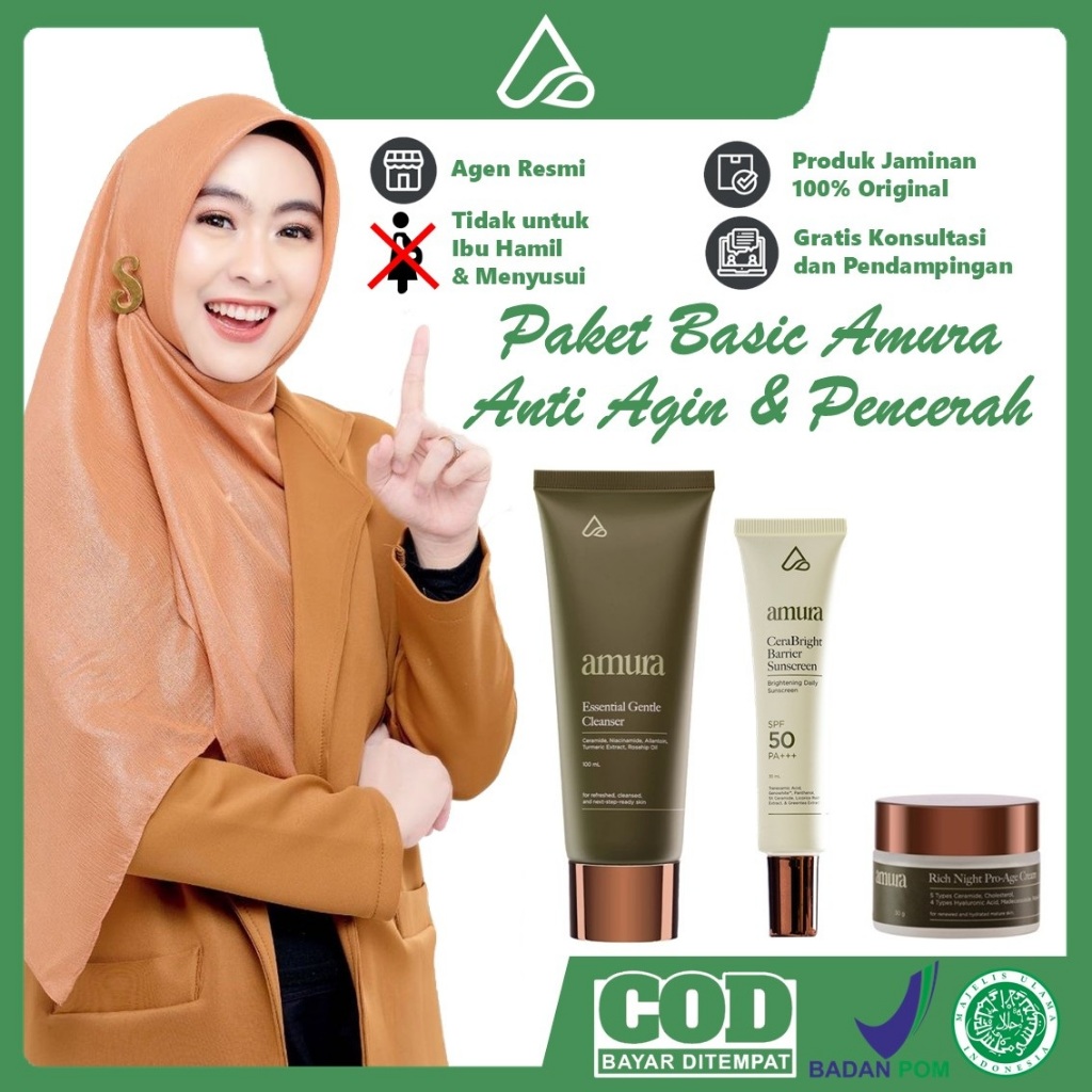 Paket Basic Amura Skincare untuk Antiaging, Pencerah dan Flek Hitam by Shindy Putri terdafatar BPOM