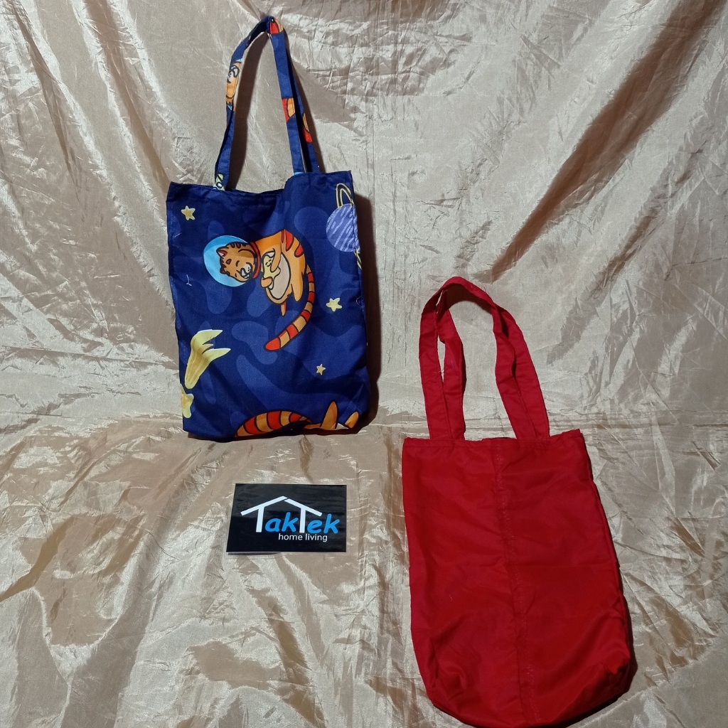 TAS KAIN PERCA MOTIF WARNA RANDOM TOTEBAG JINJING AESTHETIC RINGAN SERBAGUNA