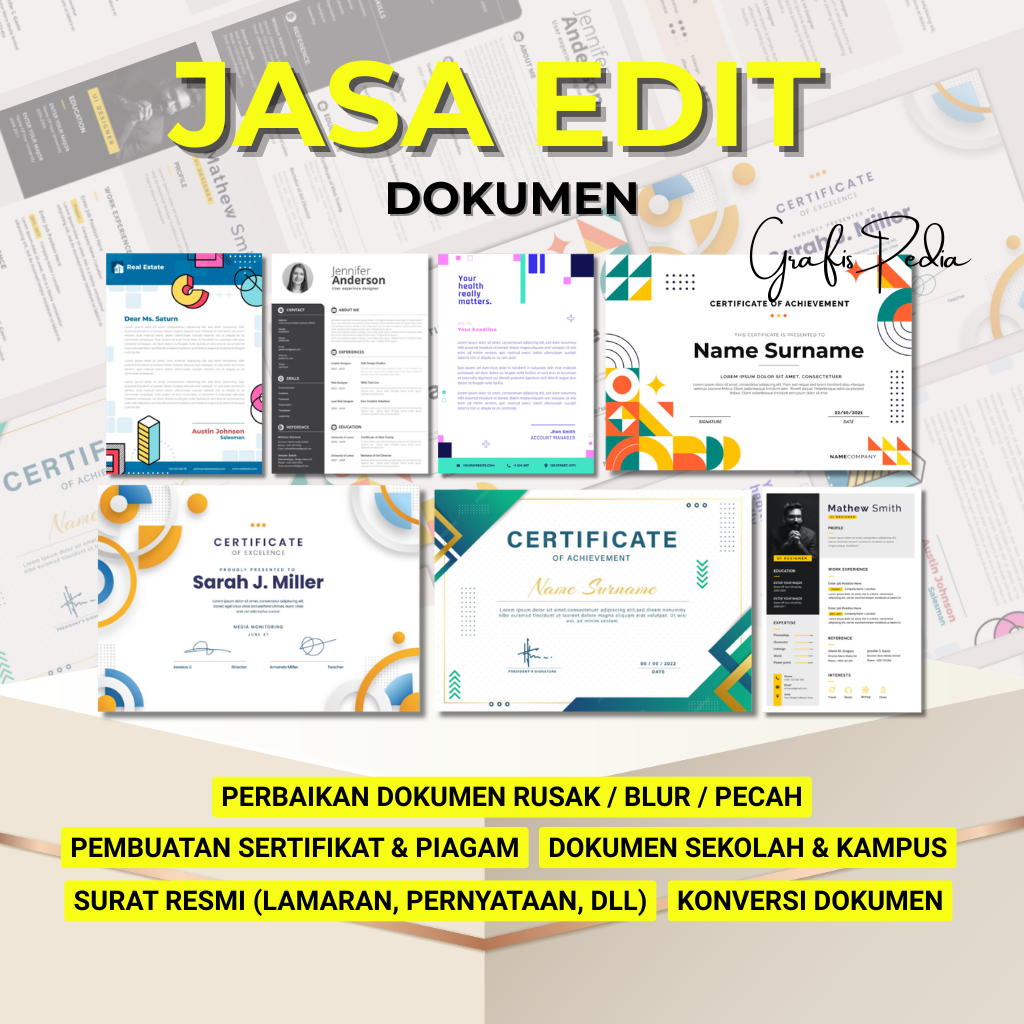 Jasa Edit Dokumen & Sertifikat | Ubah Nama, Duplikat, Custom