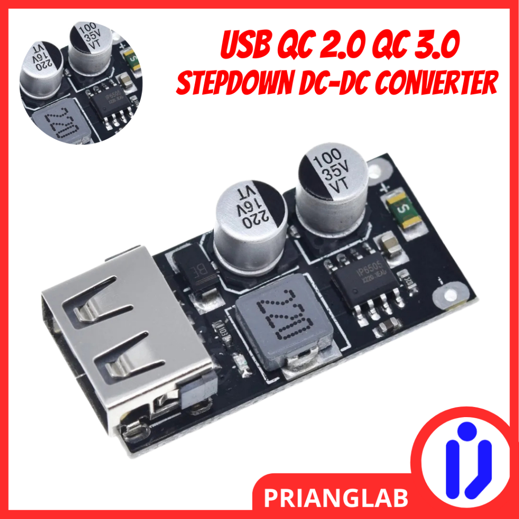 Modul Stepdown DC-DC Converter USB QC 2.0 QC 3.0 Quick Charge Output Modul Charger Hp di Motor