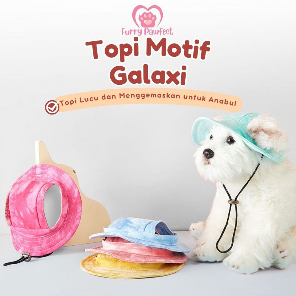 Topi Motif Galaxi Untuk Anjing Kucing - Pet Hat - Topi Summer Anjing Kucing - Aksesoris Kepala Topi 