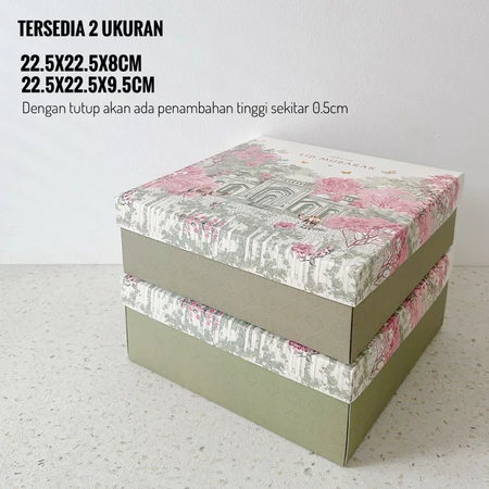 5 Pcs Box Kotak Kue Eid Mubarak Lebaran 22,5x22,5x8cm 22,5x22,5x9,5 Cm Dus Hampers Idul Fitri