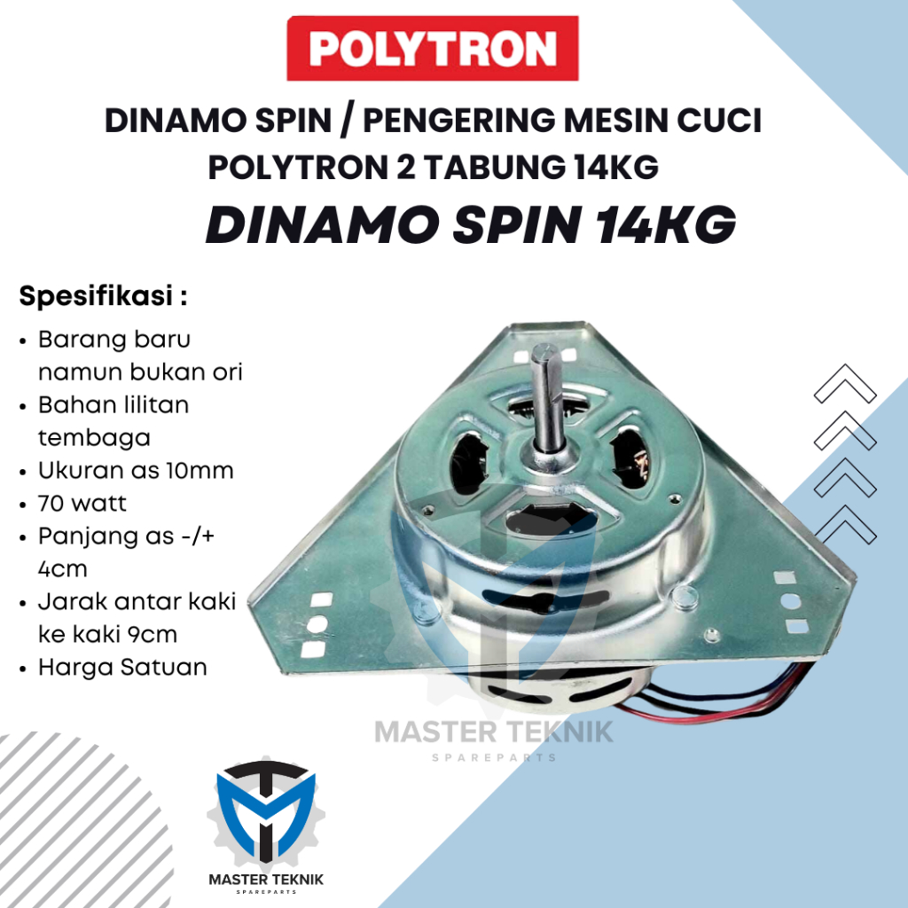 Dinamo Spin/Pengering Mesin Cuci Polytron 2 Tabung 14KG Lilitan Tembaga