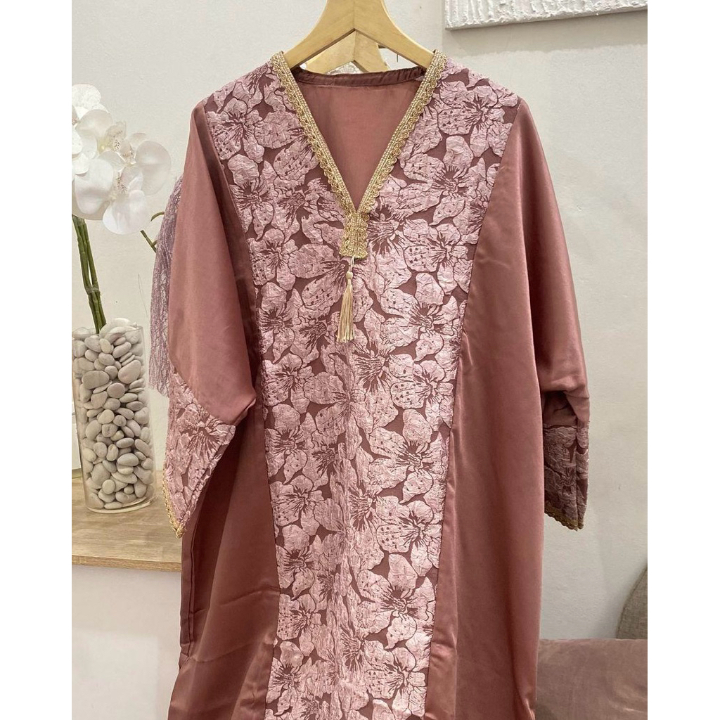 Vay Abaya Satin Mauve | Kaftan Abaya Dress Satin Wanita Muslim Lebaran Terbaru