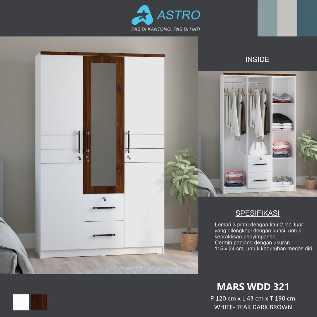 (PROMO PRODUK BARU) LEMARI3PINTU PUTIH / LEMARI 3 PINTU PUTIH MINIMALIS BANDUNG / LEMARI 3 PINTU PUT