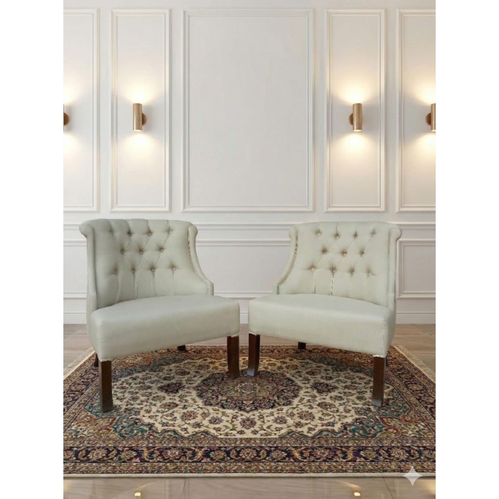 Armchair modern mininalis rangka bahan kayu jati pilihan dengan cover jok kain malta dan busa D 22