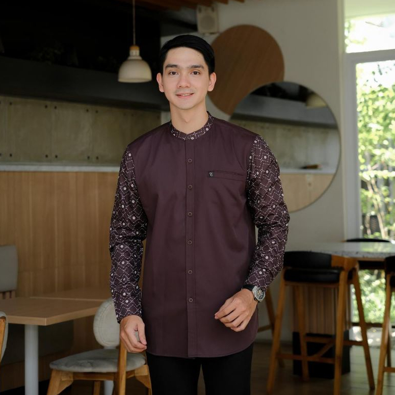 baju muslim koko pria lengan panjang trz mahogani