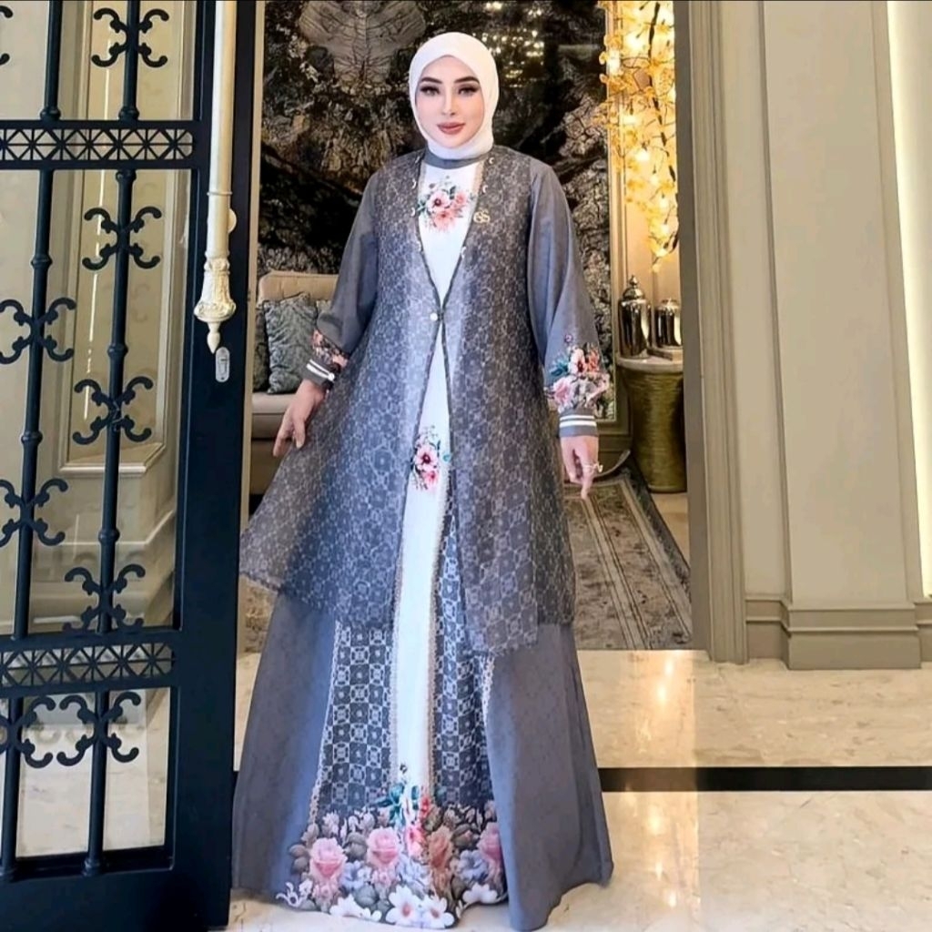 Dress Gamis Shellasaukia Baju Muslim Wanita Lebaran Kondangan pesta Mewah
