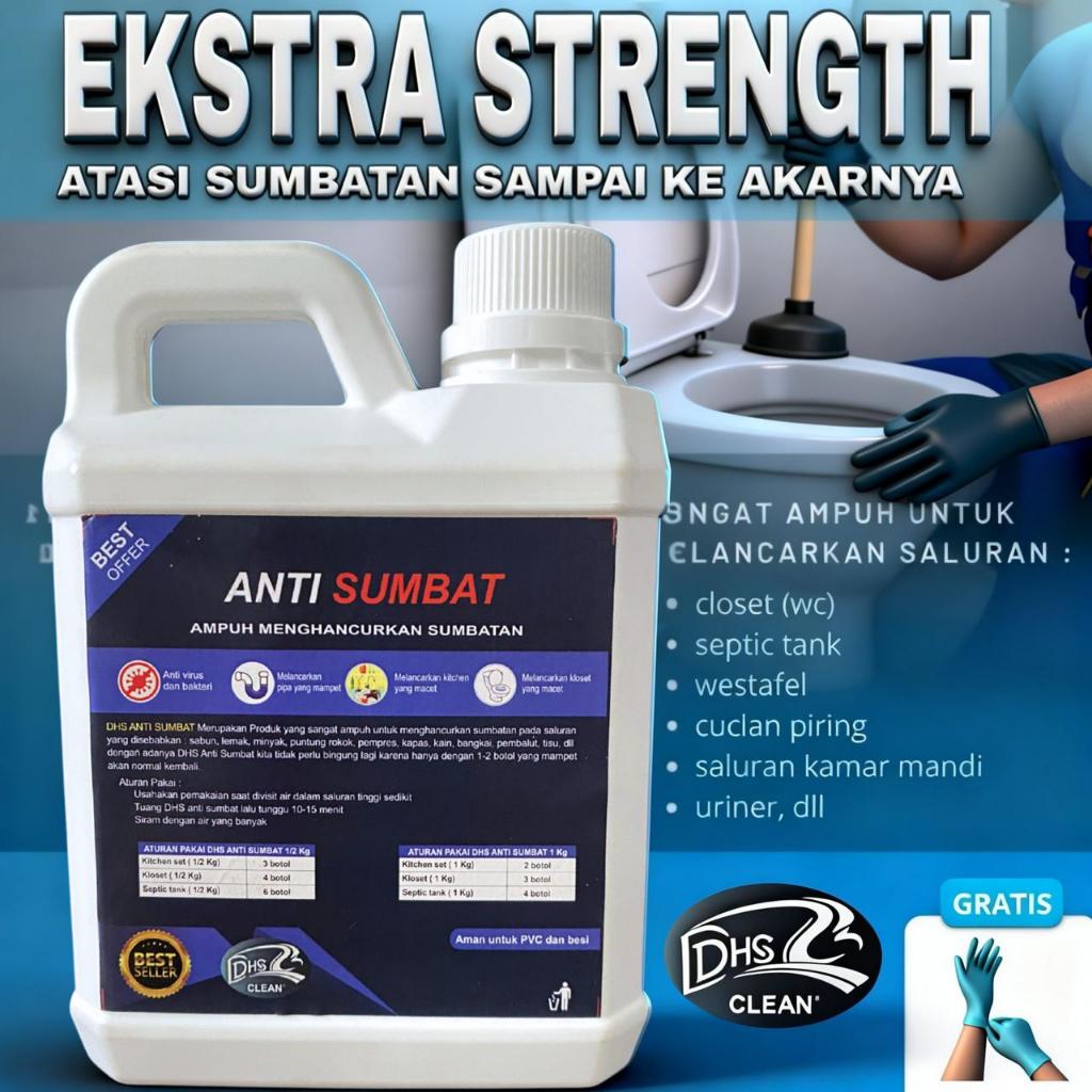 DHS Anti Sumbat 1KG  Melarutkan Lemak Mencegah Sumbatan Aman PipaGratis Sarung Tangan