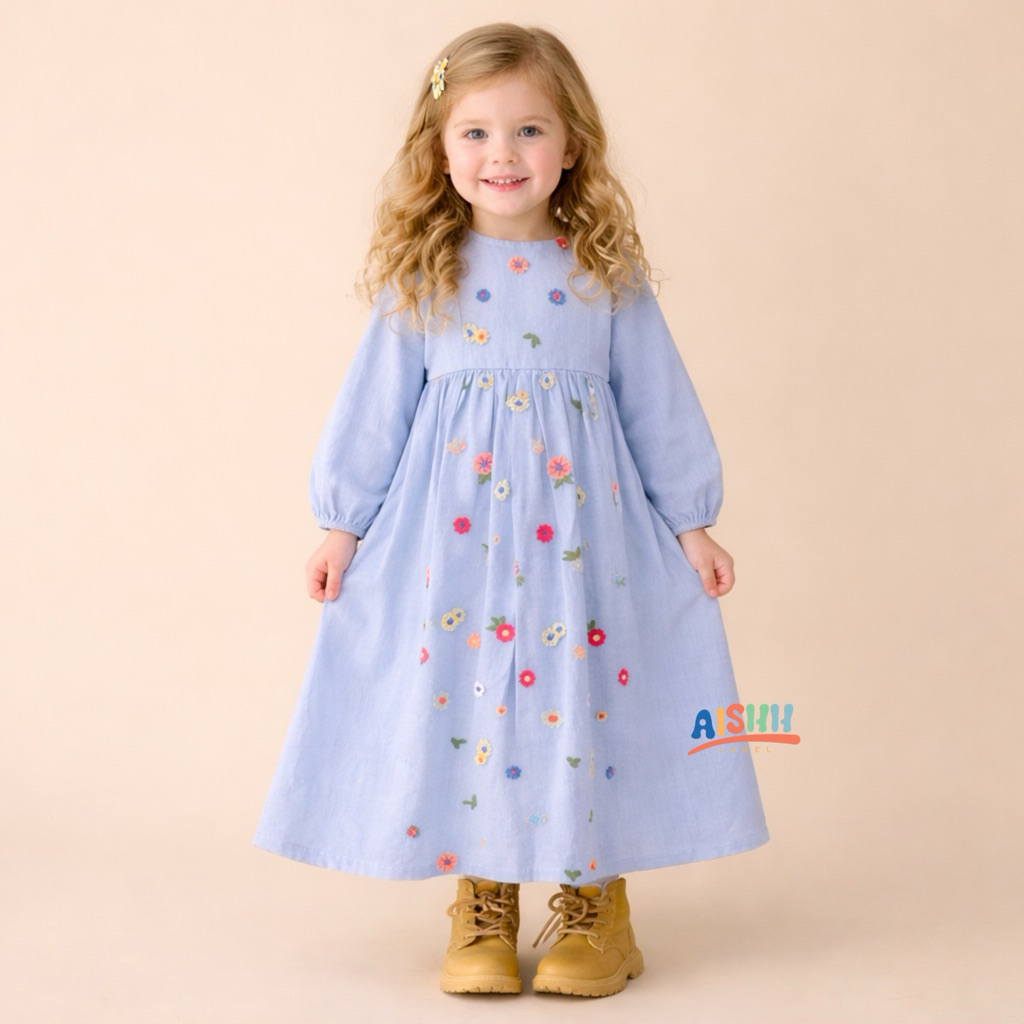 Gamis lebaran anak usia 2 3 4 5 6 tahun - gamis tile anak - gamis tille anak - gamis brukat anak - g