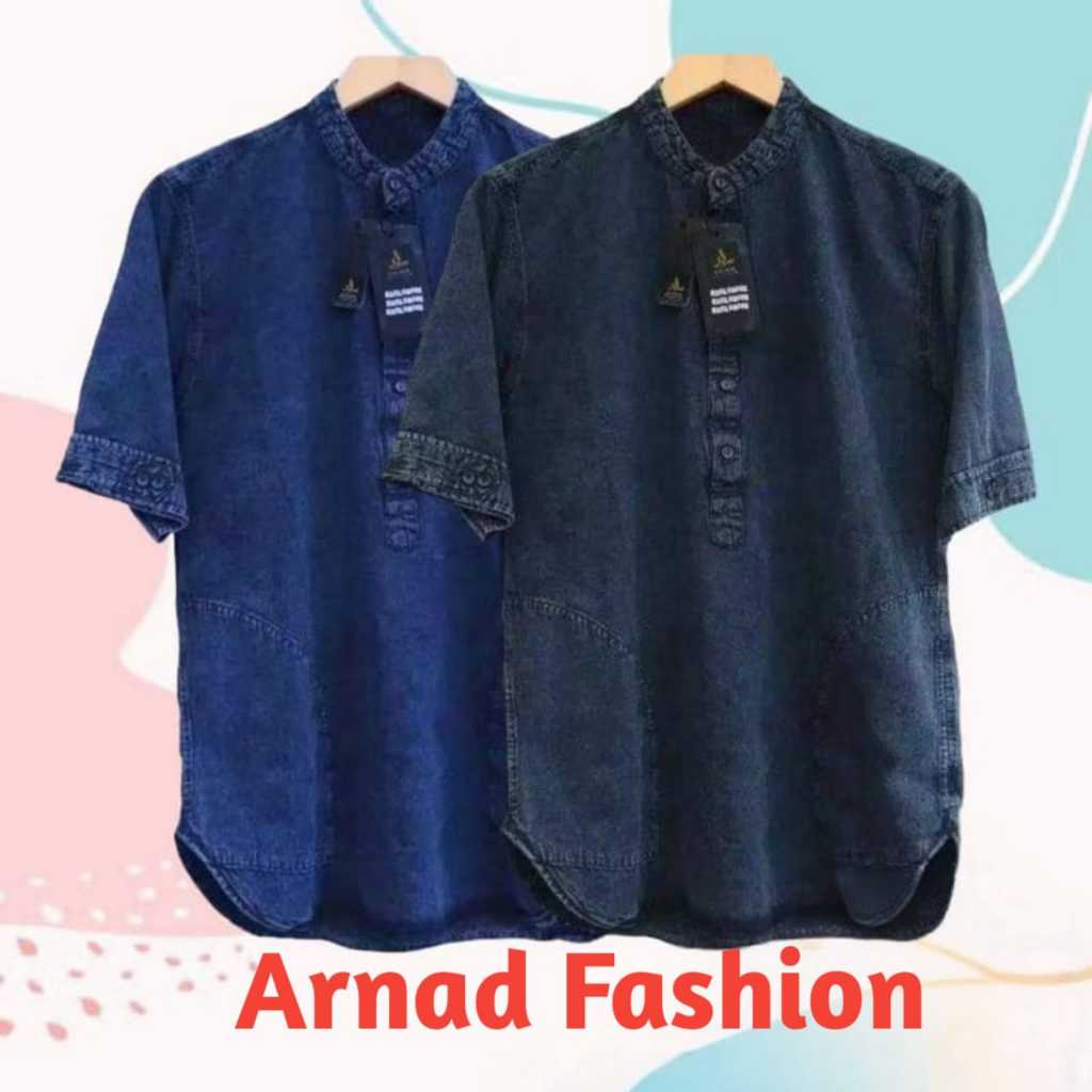BAJU KOKO JEANS KURTA JUMBO TEBAL ADEM DAN STYLISH