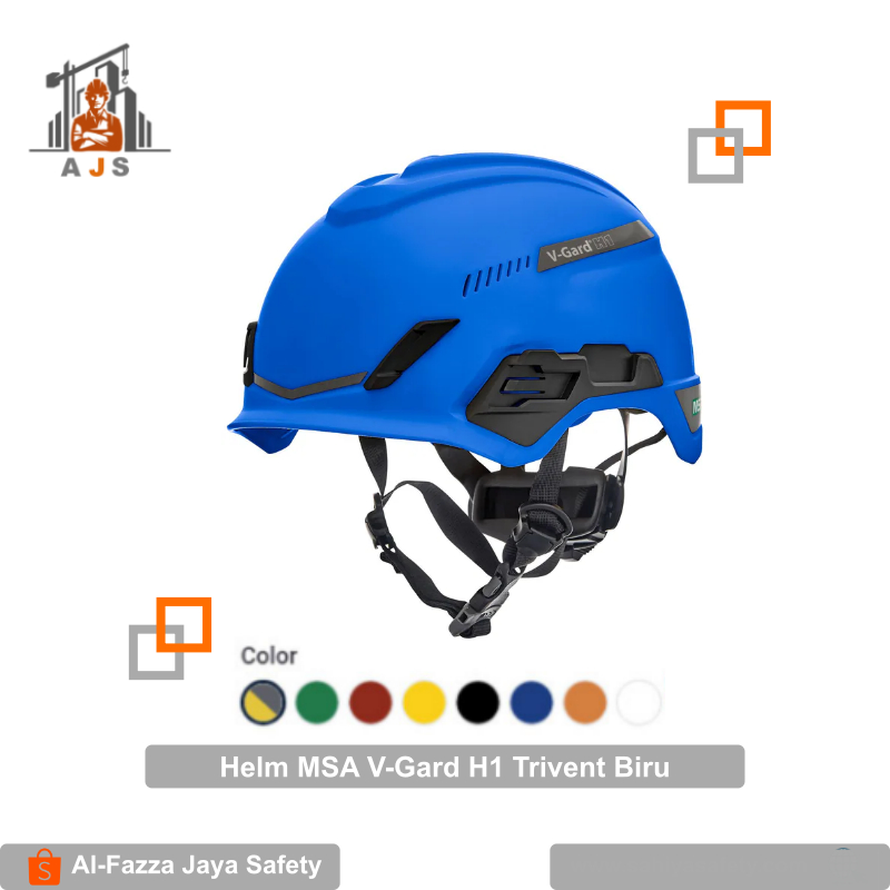 Helm Safety MSA V-Gard H1 Trivent - Helm Safety Climbing MSA V-Gard SNI Biru
