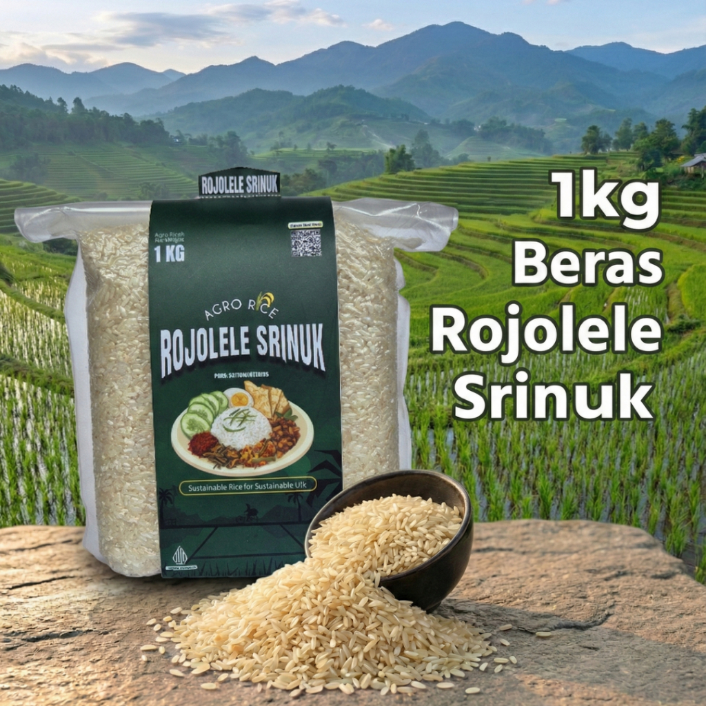 Beras Rojolele Srinuk Organik Agro Rice 1Kg (Vakum) - Premium, Wangi & Pulen