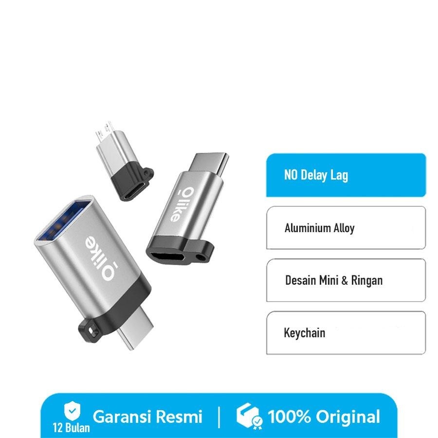 OLIKE Adapter OTG Tipe-C & Micro USB | OTG01 OTG02 OTG03 | Hitam Silver - Type-C ke Micro, Micro ke 