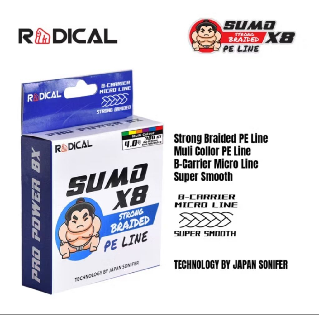 Benang PE Sumo 300m X8 Multicolour