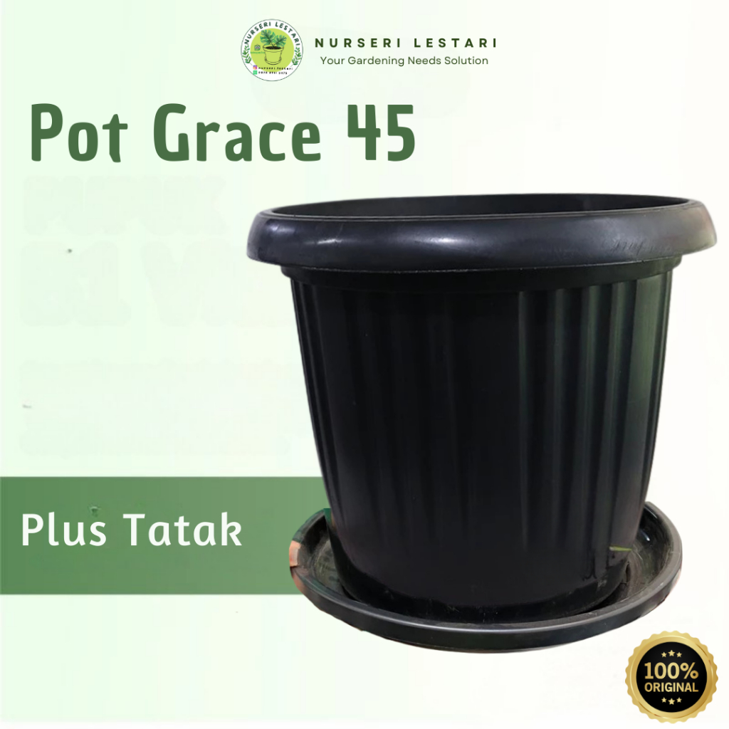 Pot Bunga Plastik Besar Jumbo Pot Plastik Besar Hitam Polos GRACE 45 Hitam