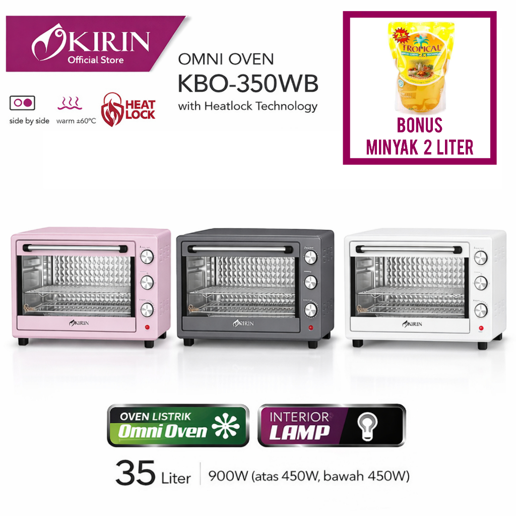 Oven Kirin KBO 350 WB Wide Body Lebar Low Watt Panggangan Warmer 350WB Side by Side Kirin Oven Besar
