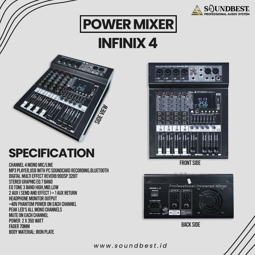 power mixer soundbest infinix 4 original 4 channel 256 dsp bluetooth infinix4 | MELODY CLASSIC