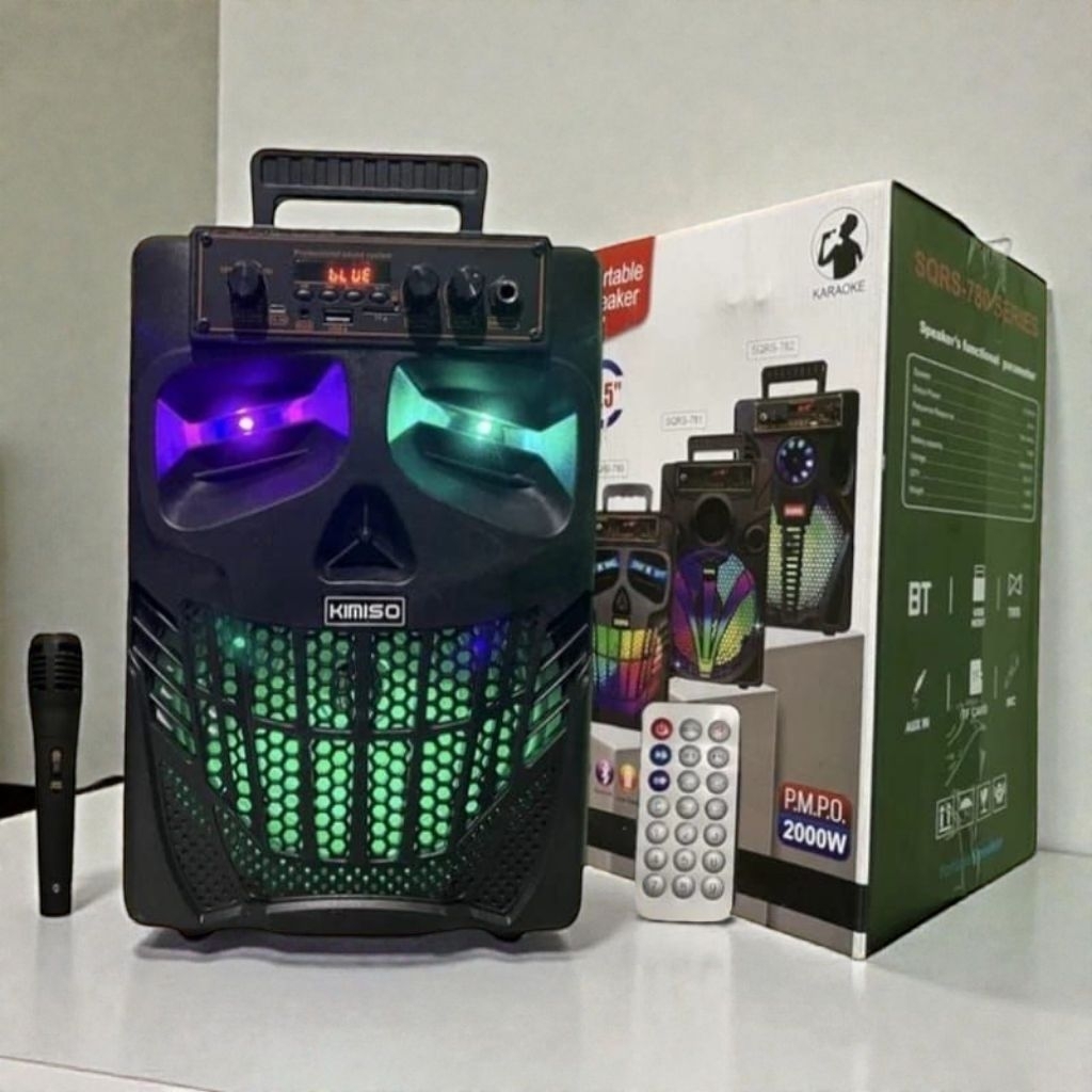 PROMO Speaker Bluetooth Portabel Kimiso QS-7801 8.8 Inch dengan Mikrofon Karaoke