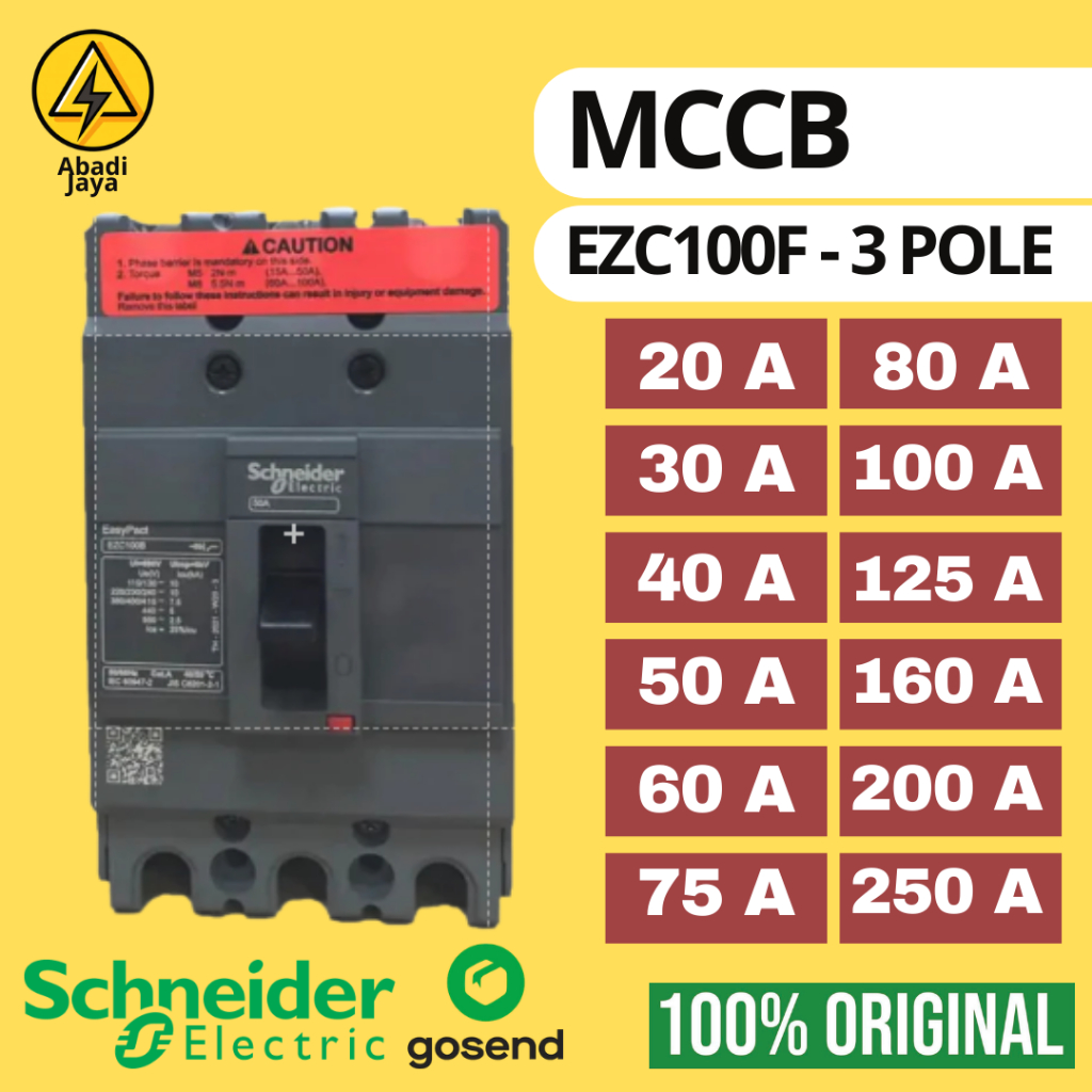 Schneider MCCB EZC EZC100F EZC250F 3P | 20A 25A 30A 40A 50A 60A 75A 80A 100A 125A 160A 200A 250A | 1