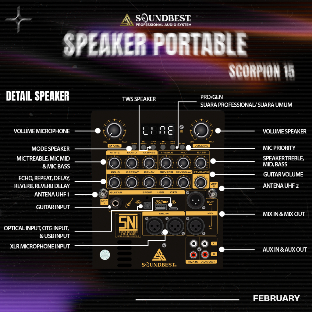SOUNDBEST SPEAKER PORTABLE SCORPION 15 – GARANSI RESMI SOUNDBEST