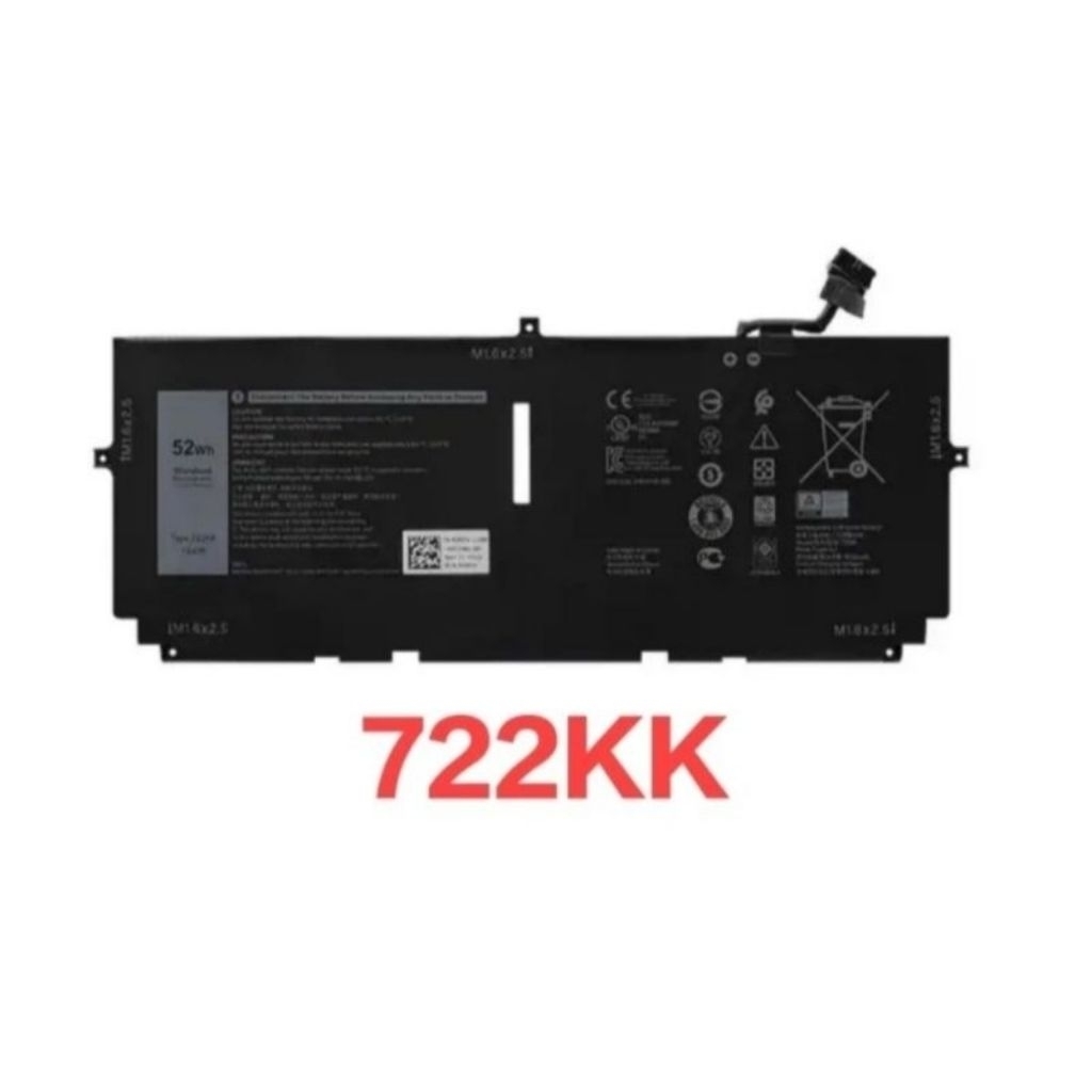 BATERAI DELL XPS 13 9300 9310 9380 722KK 52WH