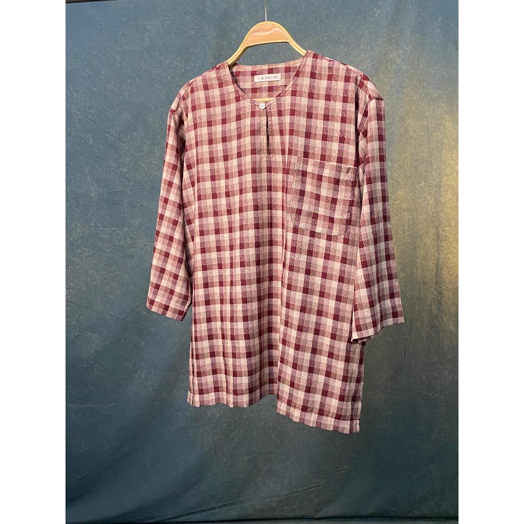 Kemeja Melayu Pria Ramadhan 2026 | Kotak Maroon Premium | Baju Lebaran Trend Remaja