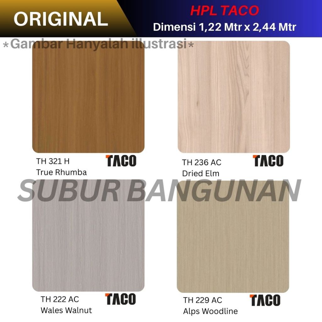 Taco HPL WOODGRAIN Series Pelapis Furniture Laminate