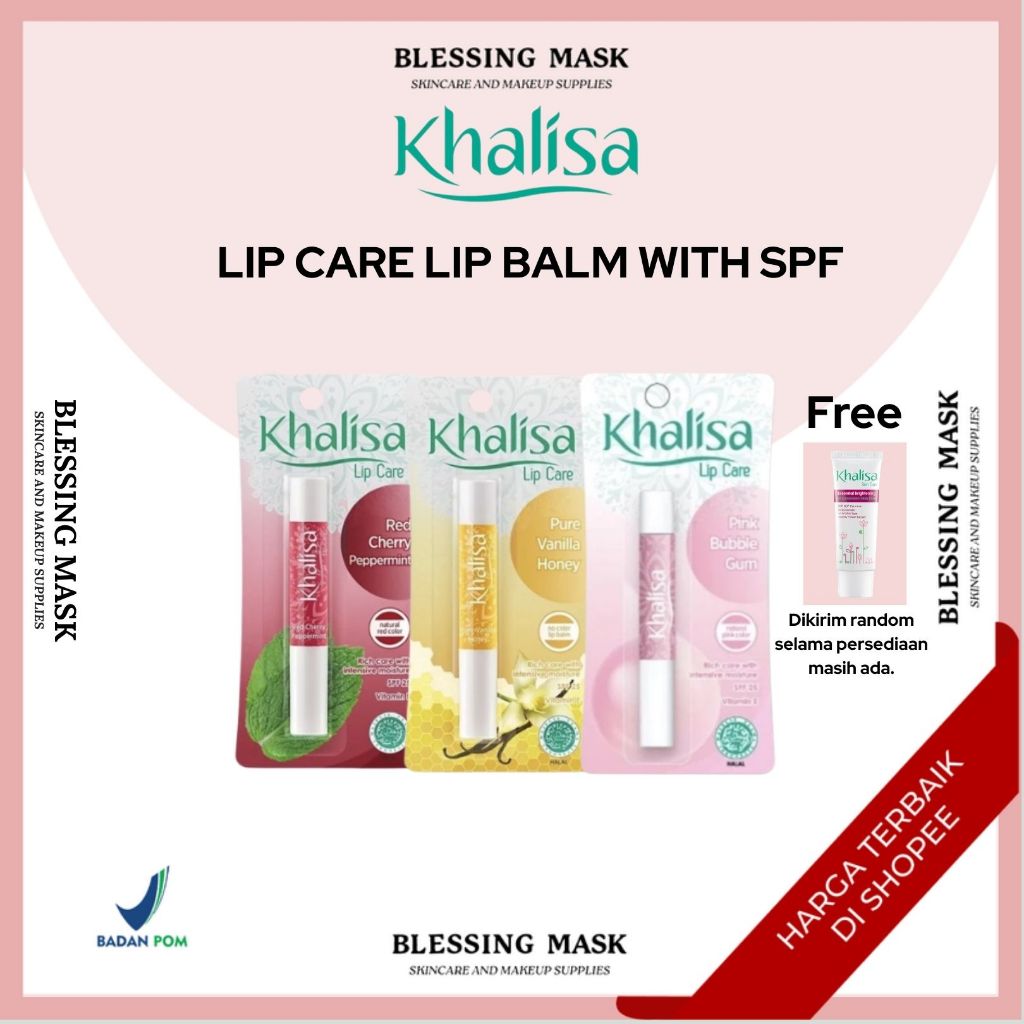 Khalisa Lip Care Pure Vanila Honey | Red Cherry Peppermint | Bubble Gum Lip Balm