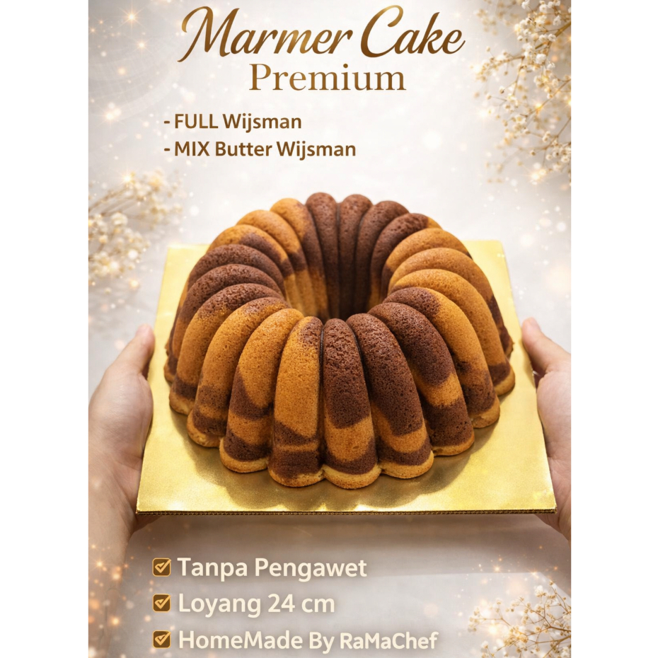 MARMER CAKE Premium Full Wisman Spesial Mix Butter Wijsman Moist Lembut dan Harum Bukan Bolu Jadul Biasa ukuran 24 cm by RaMaChef