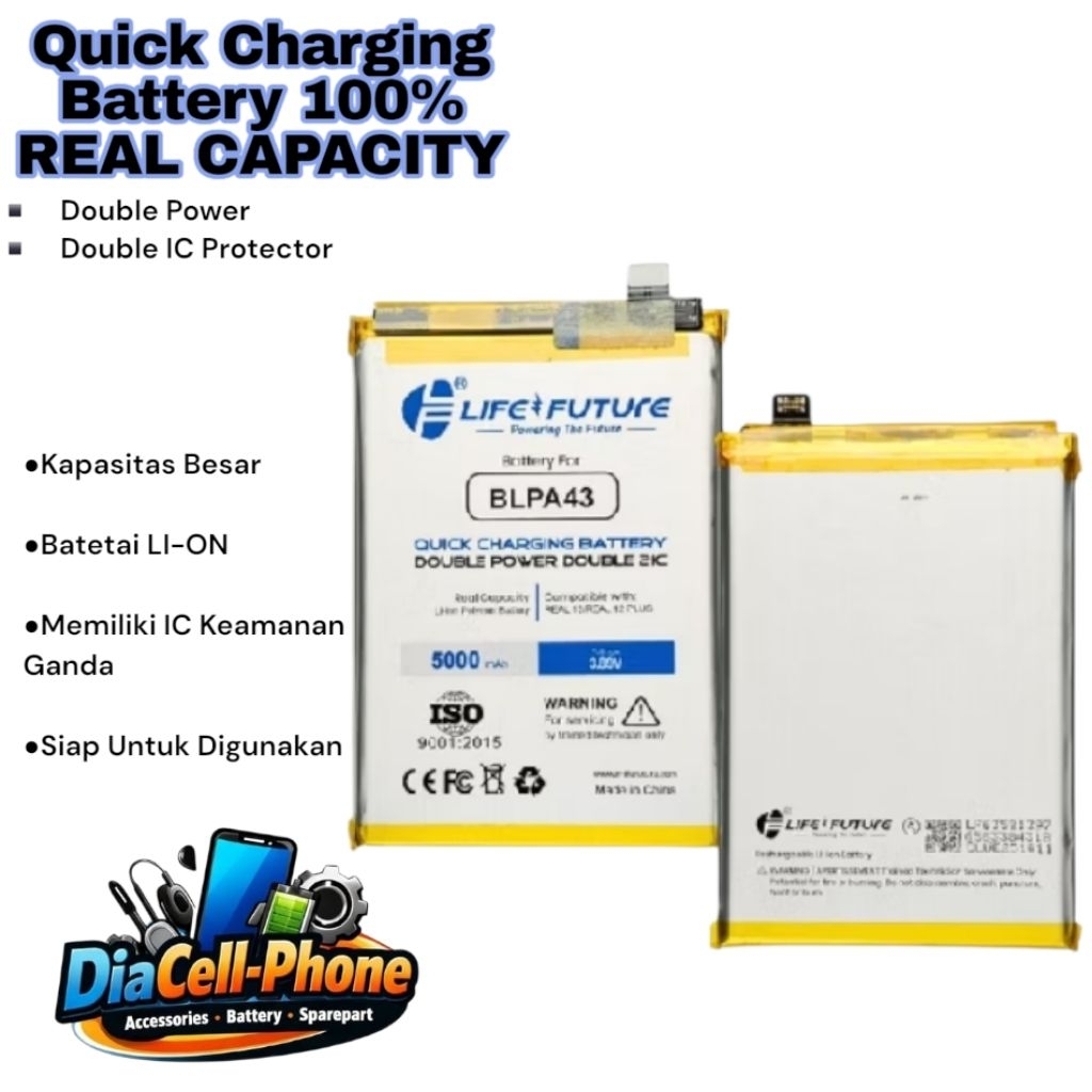 Baterai Oppo BLPA43 / Real 13 / Real 12 Plus / 5000mAh - Real Capacity / Double IC