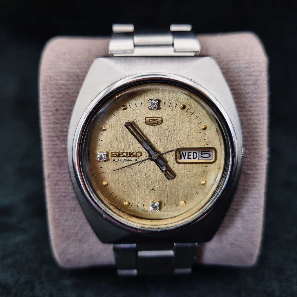 Seiko 5 Automatic 6309-7150 Vintage Golden Dial Jam Tangan Pria Original Ori Bekas