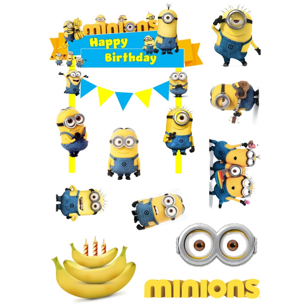 TOPPER Cake MINIONS Custom Nama/Hiasan Kue ULTAH Anak