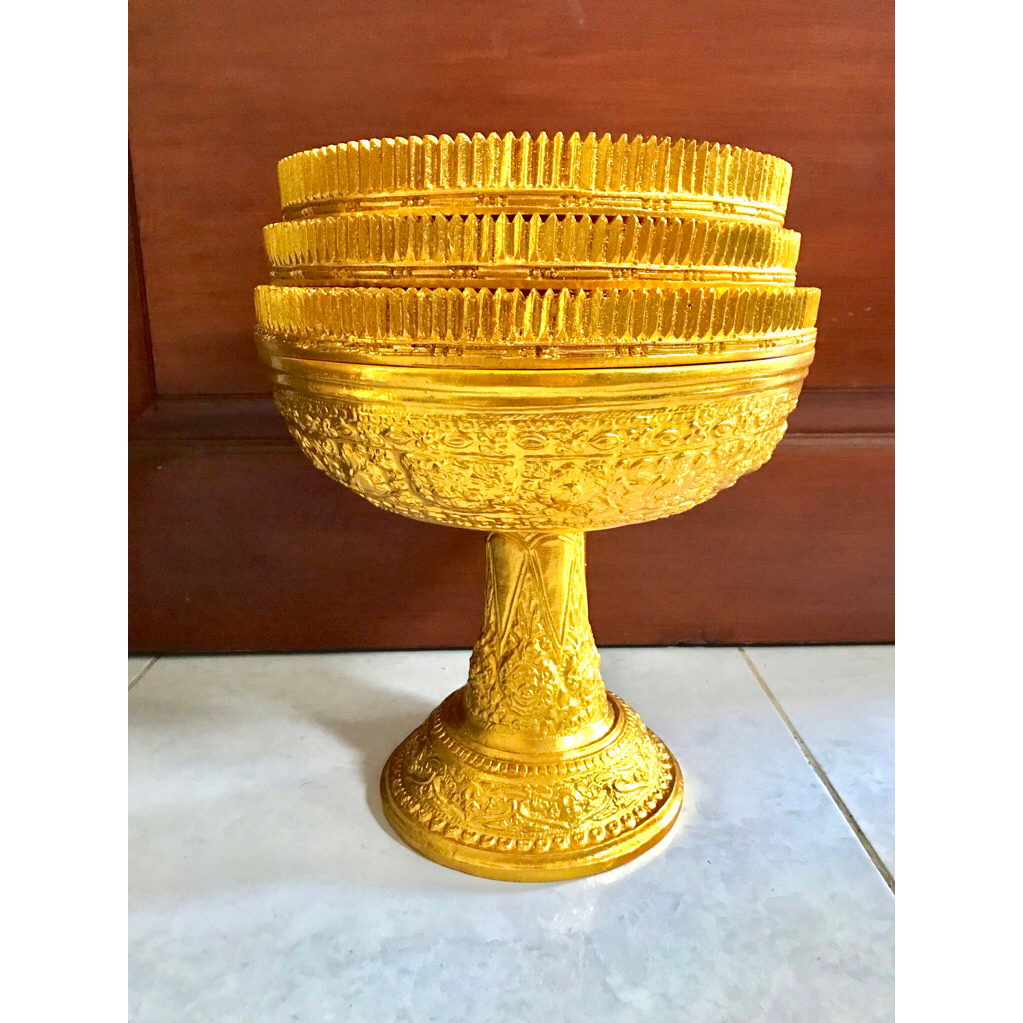 Dulang Gold motif slaka 30cm susun 3