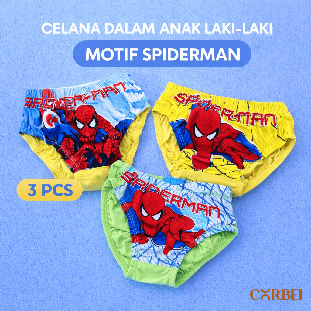[3 PCS] CD Celana Dalam Spiderman 100% Katun Anak Cowok Laki Spider Man - 2 3 4 5 6 7 8 9 10 Tahun