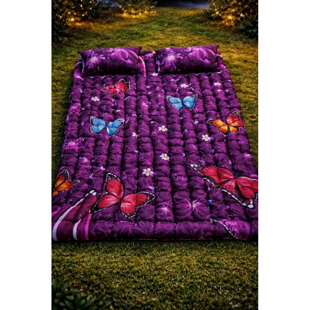 kasur rasfur motif ungu free 2 bantal / kasur lantai leme