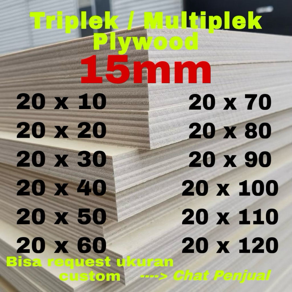 Triplek Multiplek 15mm Siap Pakai Ukuran Presisi