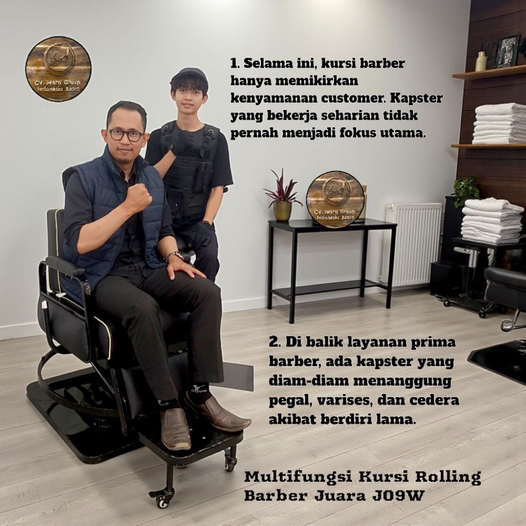 Muktifungsi Kursi Rolling Barber Juara Kursi Barbershop Kursi Pangkas Rambut Kursi Juara Alat Cukur 