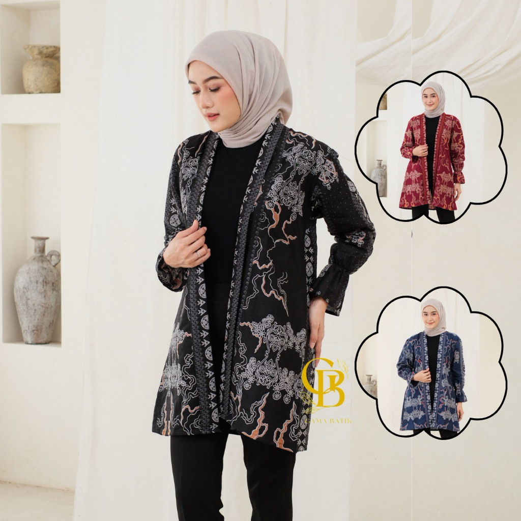 Blazer Batik Atasan Wanita Modern Outer Batik Long Outer Terbaru