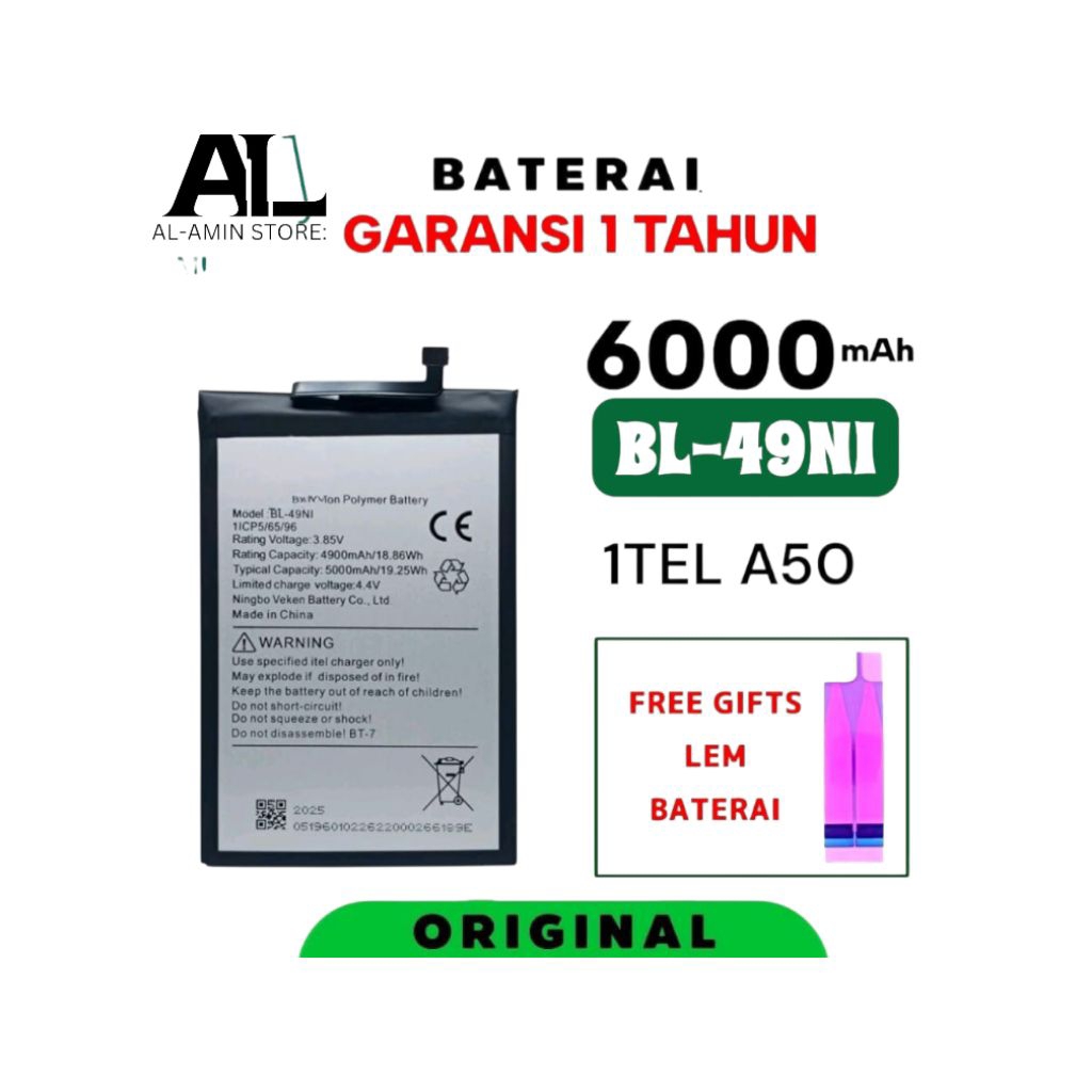 batre BATERAI BL- 49NI HADPONE HP ITEL A50 DAN BONUS LEM BATRE ORIGINAL