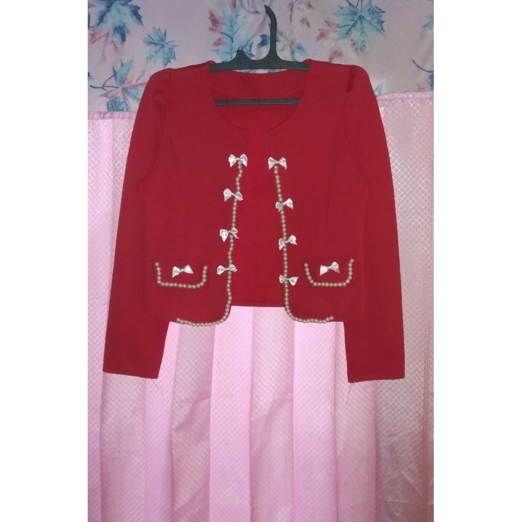blazer wanita blazer merah pita