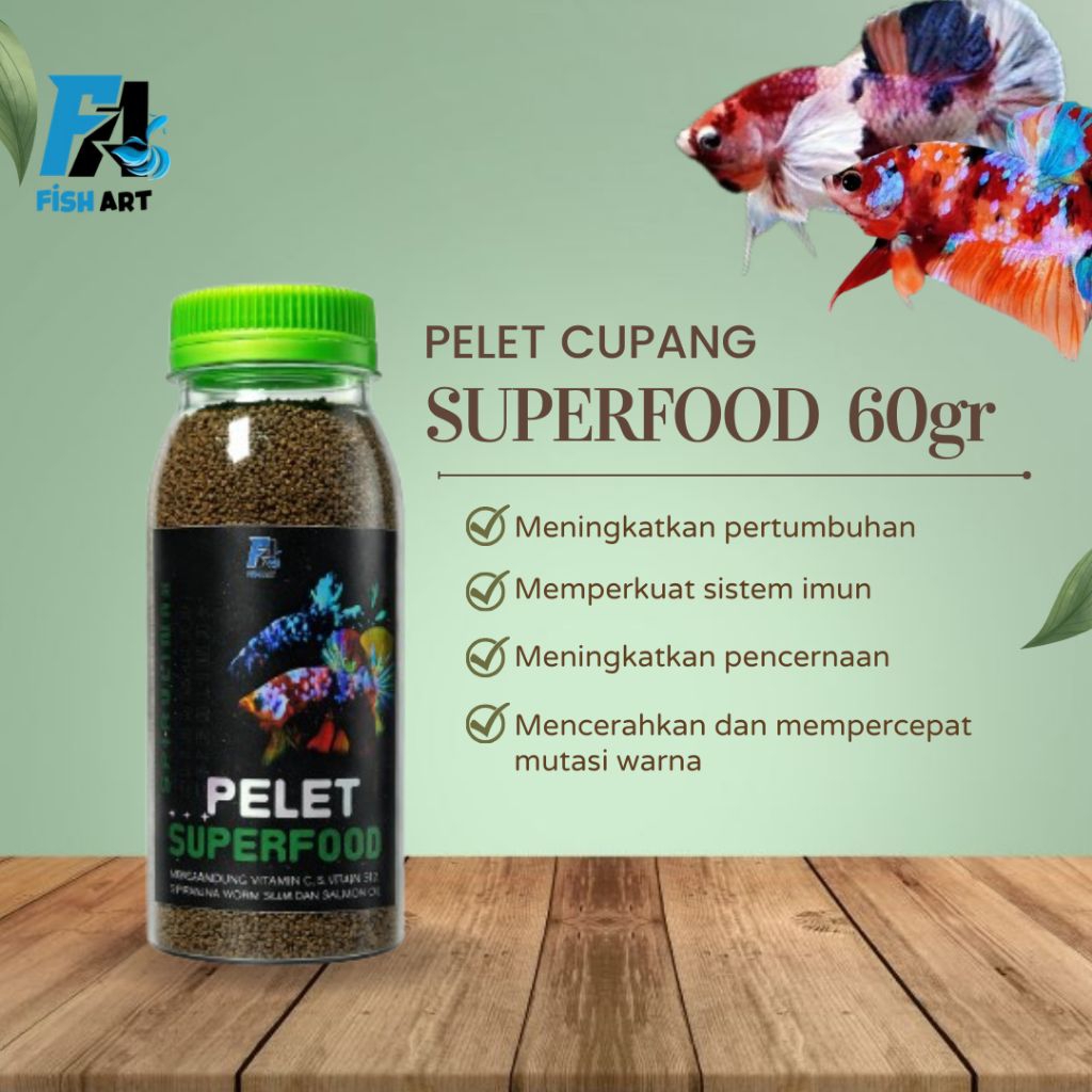 Pelet Ikan Cupang SuperFood Spirulina++ 60gr