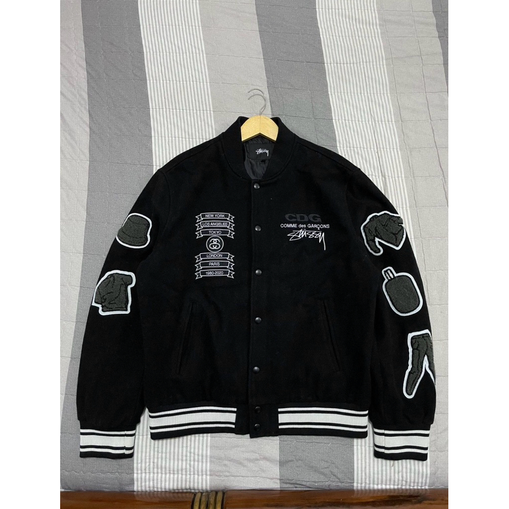 COMME DES GARCONS X STUSSY 40TH ANNIVERSARY VARSITY JACKET