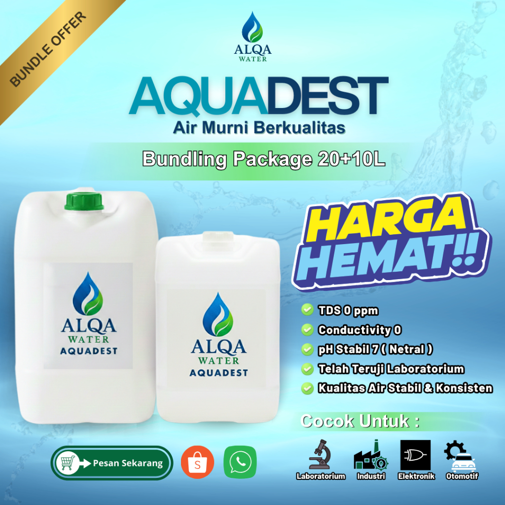 ( BUNDLING HEMAT ) AQUADEST 20LITER +10LITER / AIR SULING ULTRA MURNI