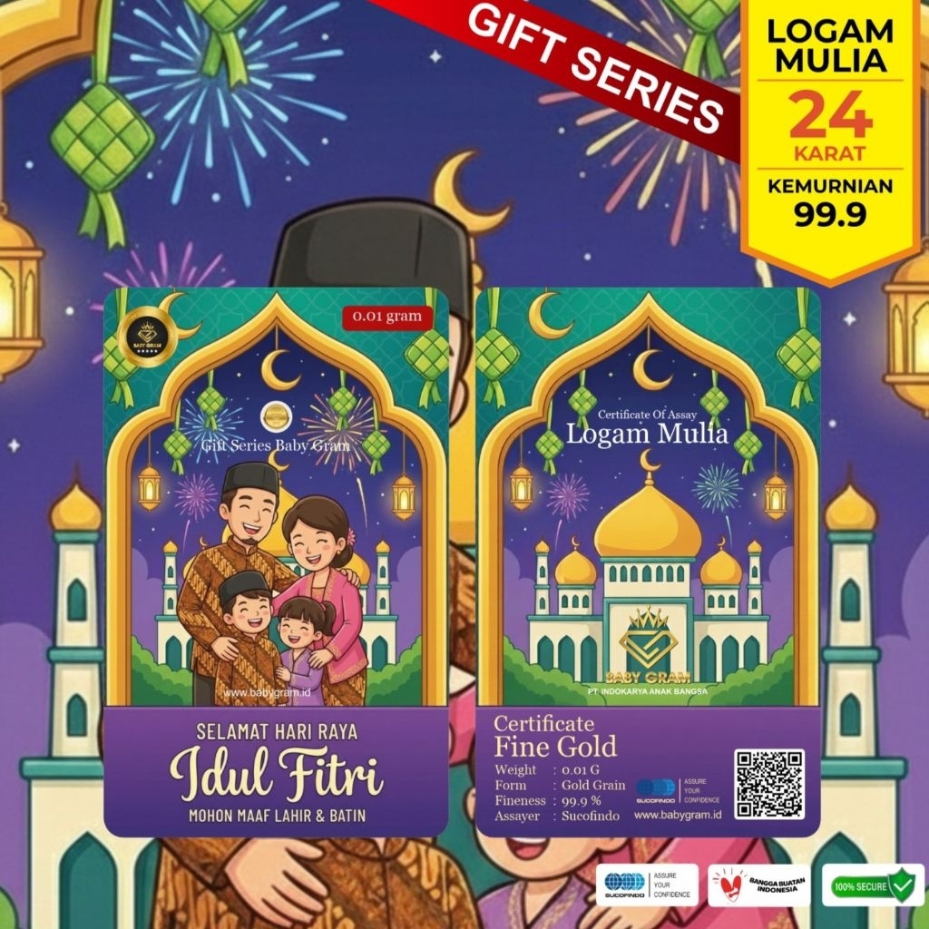 Baby Gram Idul Fitri Family 0,005 0.005 Gram Emas Logam Mulia 24 Karat