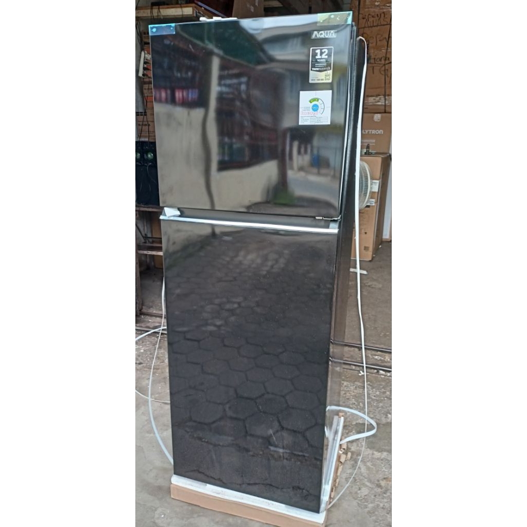 kulkas aqua 285rapfb lemari es twin inverter 2 pintu aqr 285ra pfb black turbo cooling big freezer h
