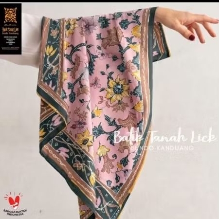 Jilbab batik katun tulis warna nude pink