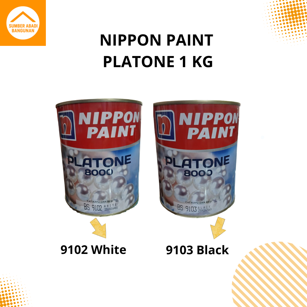 Nippon Paint Platone 8000 (Cat Kayu dan Besi) warna Putih (BS 9102) dan Hitam (BS 9103)