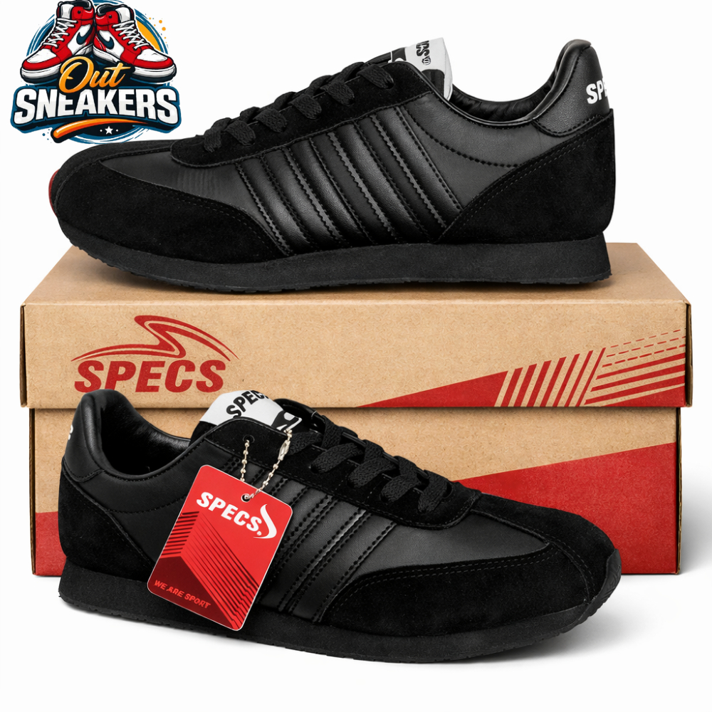 SPESIAL PROMO EXSTRA, SEPATU SPECS 104B SEPATU SEKOLAH FULL HITAM, SEPATU SEKOLAH PRIA DAN WANITA KA